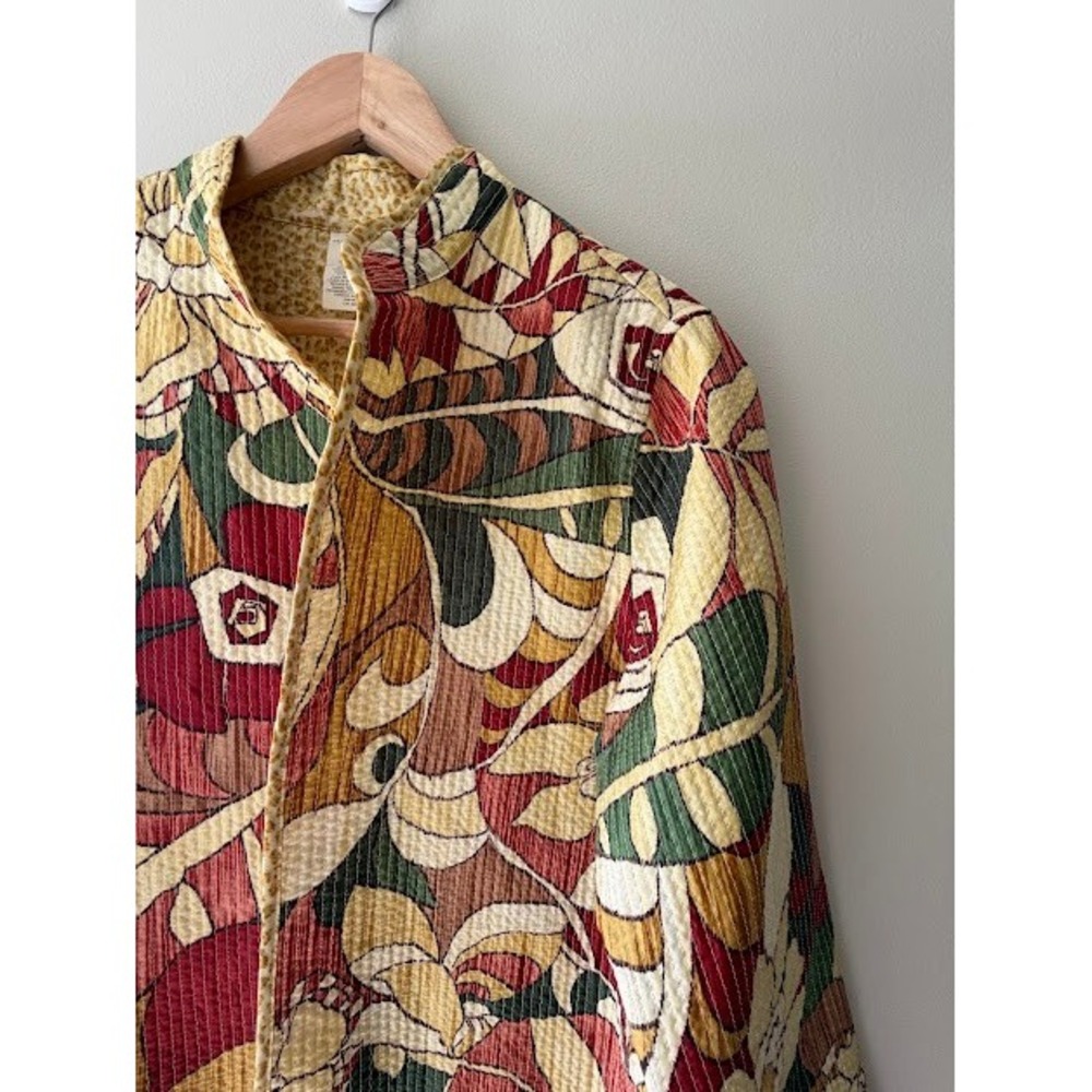 Boho Alfred Dunner Jacket Womens 14 Multi Floral Quilted Open Front Lightweight - Picture 4 of 7